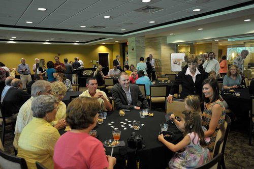 The Skyline Room at Emporia State’s Memorial Union makes an excellent venue for special occasions such as this retirement party. 