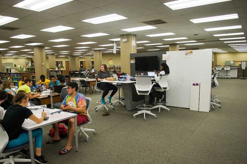 Emporia State students take advantage of ACES to study together and work on projects.