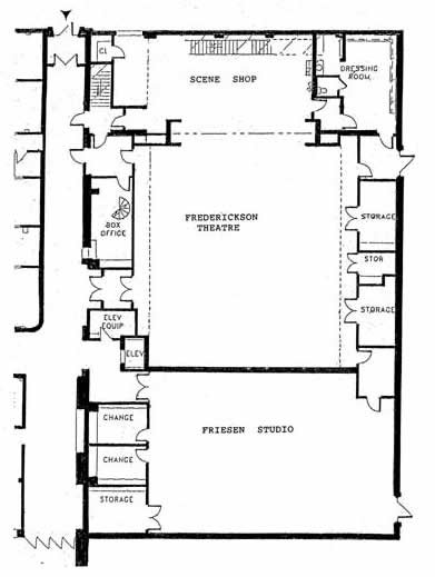 Diagram of Emporia State&#x27;s Theatre Scene Shop, Frederickson Theatre and Friesen Studio